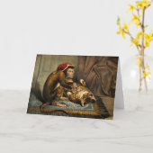 Carte Amis de singe et de chat (Fleur jaune)