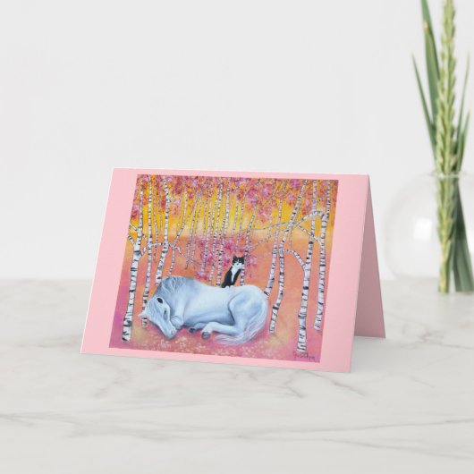 Carte Amis du chat et du cheval, art fantaisiste (Devant)