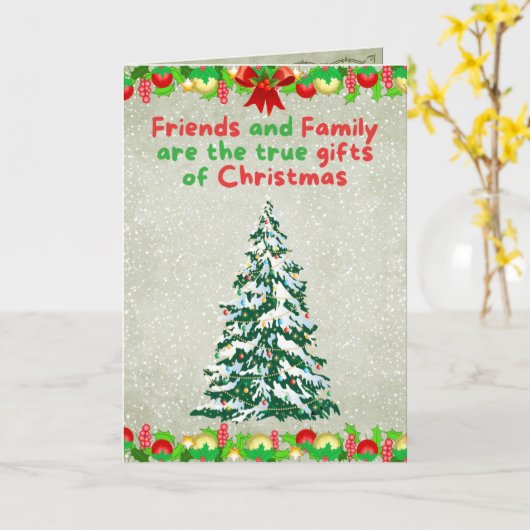 Carte Amis et arbre de Noël de famille (Fleur jaune)