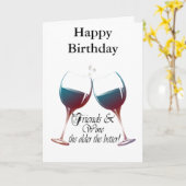 Carte Amis et vin, plus vieux le mieux, Cadeaux de vin (Fleur jaune)