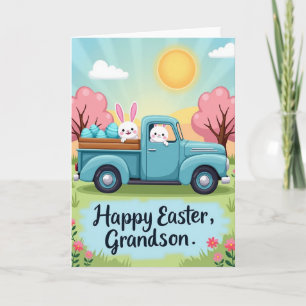 Carte Amis Lapin Camion Printemps