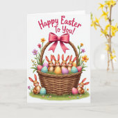 Carte Amis Lapins de Printemps (Fleur jaune)