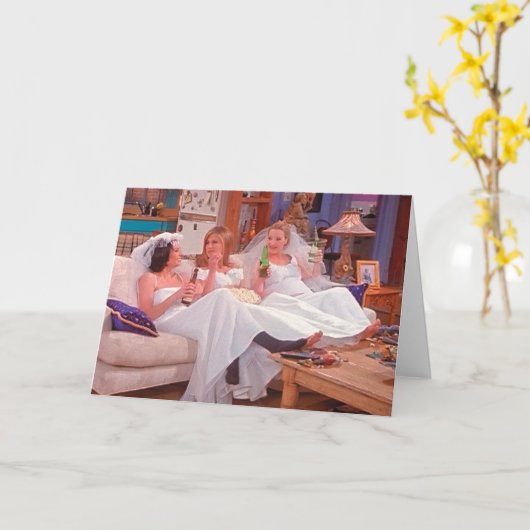 Carte AMIS™| Les filles en robe Mariage (Fleur jaune)