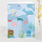 Carte Amis mignons sous la mer (Fleur jaune)