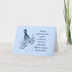 Carte Amis Octopus sur votre visage Fun Friendship Citat