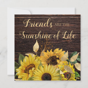 Carte Amis Soleil Vie Bois Rustique Tournesols