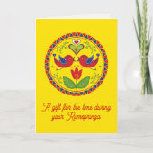 Carte Amish - Signe Hexagonal Distelfinks Tulipes Cœurs (Devant)