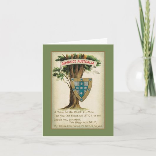 Carte Amitié australienne : gomme bleue signe de loyauté (Devant)