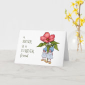 Carte Amitié de soeur, gnomes, art d'imaginaire, fleur (Fleur jaune)