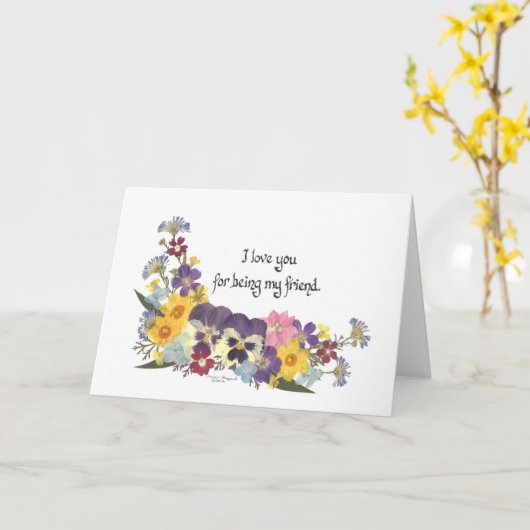 Carte Amitié et amour (Fleur jaune)