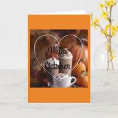 CARTE AMITIÉ ET AMUSEMENT POUR "HALLOWEEN" (Fleur jaune)