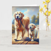 Carte Amitié Golden Retrivers (Fleur jaune)