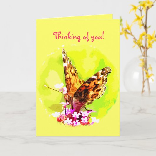 Carte Amitié papillon (Fleur jaune)