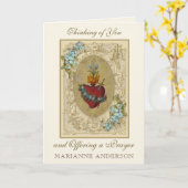 Carte Amitié religieuse Vierge Marie Coeur immaculé (Fleur jaune)