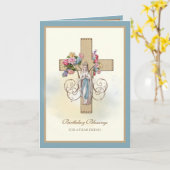 Carte Amitié Religieuse Vierge Marie Florale Catholique (Fleur jaune)