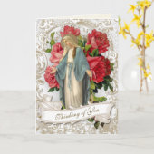 Carte Amitié religieuse Vierge Marie Roses rouges Vintag (Fleur jaune)