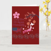 Carte Amitié sans fin rouge profond (Fleur jaune)