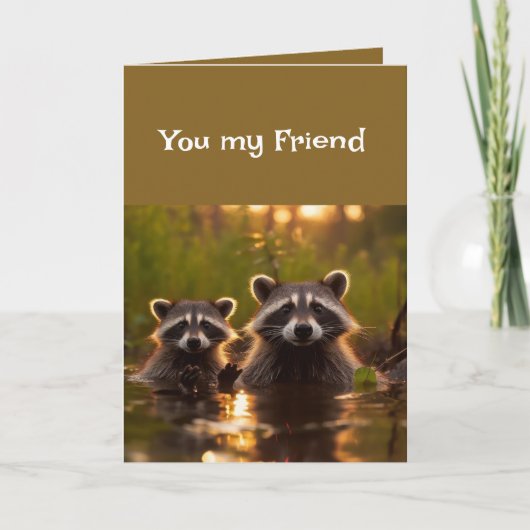 Carte Amitié telle une bénédiction Raccoons mignons (Devant)