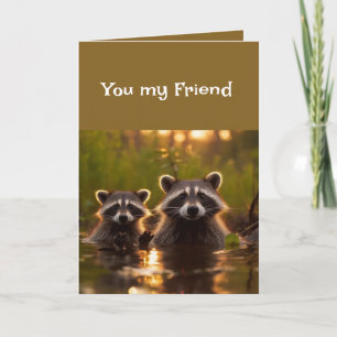 Carte Amitié telle une bénédiction Raccoons mignons