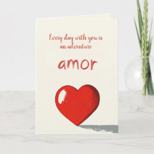 Carte Amor et Big Red Heart Jour des Valentines beiges