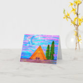 Carte Amour à la lune et au dos (Fleur jaune)
