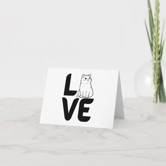Carte Amour avec un chat comme un O BLANK (Devant)