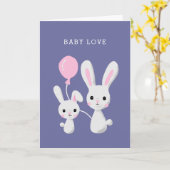 Carte Amour bébé | Cute Bunnies Newborn Félicitations (Fleur jaune)