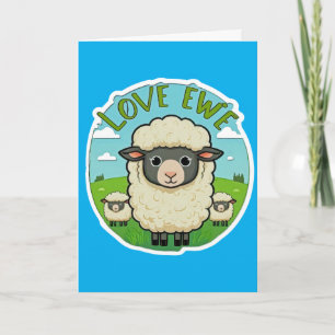 Carte Amour Brebis Mouton Mignon Pun Coeur Animal Dessin
