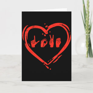 Carte Amour Cœur Main Langue des Signes Saint-Valentin A