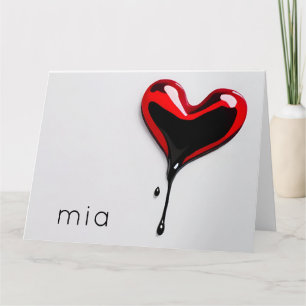 Carte amour coeur monogramme nom simple moderne minimal