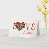 Carte Amour coeur pétunia avec anniversaire papillon (Fleur jaune)