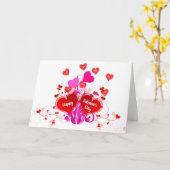 Carte Amour Coeurs rouges et roses Saint Valentin Fête (Fleur jaune)