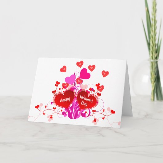 Carte Amour Coeurs rouges et roses Saint Valentin Fête (Devant)