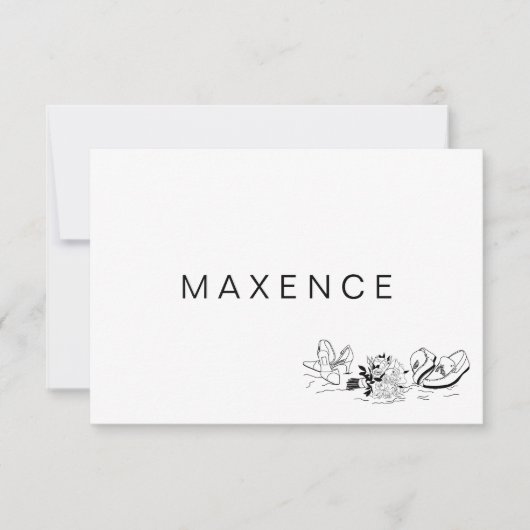 Carte Amour côtier Plage de sable Ligne minimale Art Pla (Devant)