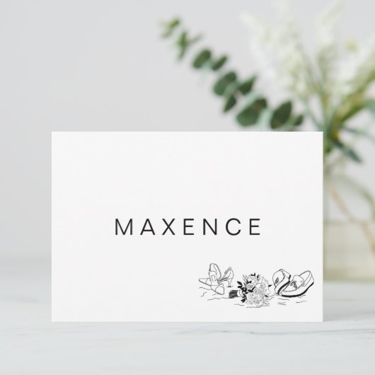 Carte Amour côtier Plage de sable Ligne minimale Art Pla (Debout devant)