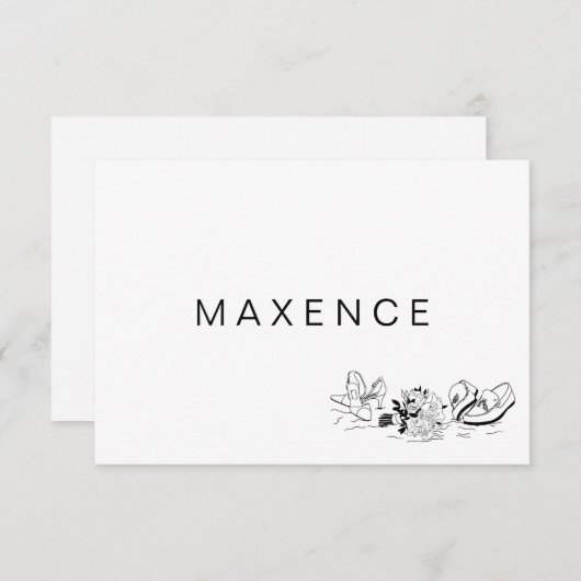 Carte Amour côtier Plage de sable Ligne minimale Art Pla (Devant / Derrière)