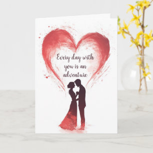 Carte Amour couple et Big Heart Valentines Day