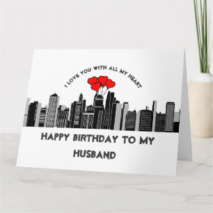 Carte Amour d'anniversaire de mari mes rues de ville de