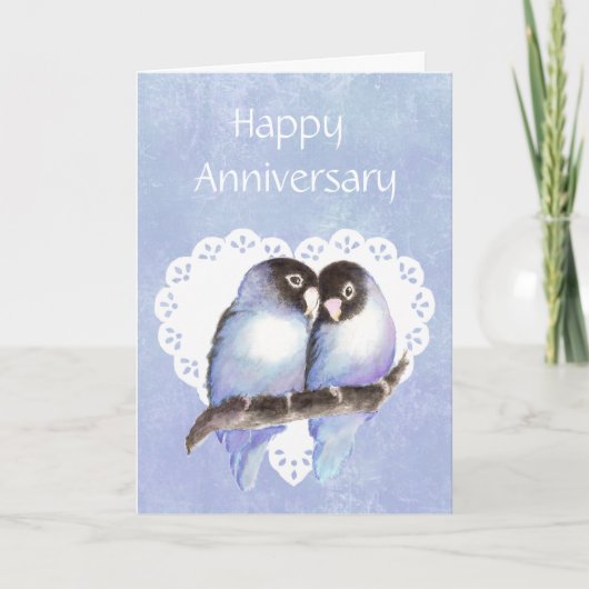 Carte Amour d'anniversaire drôle d'oiseaux Humour (Devant)