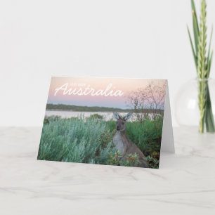Carte Amour de Australie Kangaroo Sunset Lake