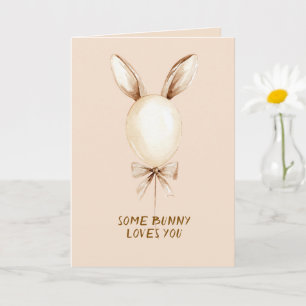 Carte Amour de ballon d'oreilles de lapin crème