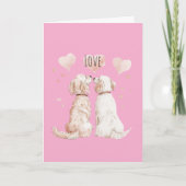 Carte Amour de chien coeurs roses (Devant)