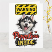 Carte Amour de chiot de la Saint-Valentin (Fleur jaune)