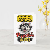 Carte Amour de chiots pour la Saint-Valentin (Fleur jaune)