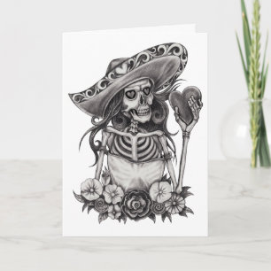 Carte Amour de cœur de squelette esquisse