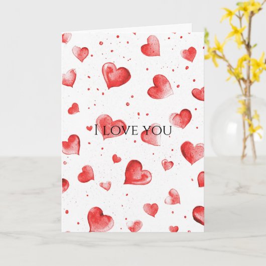 Carte Amour de cœurs rouges (Fleur jaune)