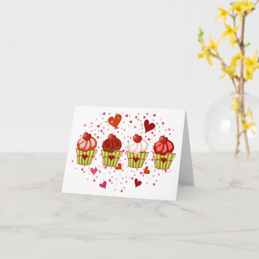 Carte Amour de Cupcake (Fleur jaune)