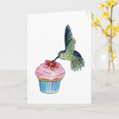 Carte Amour de Cupcake Colibri (Fleur jaune)