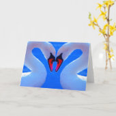 Carte Amour de cygne, cous en forme de coeur romantiques (Fleur jaune)