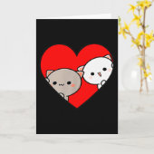 Carte Amour de dessin animé pêche Goma Cat Saint-Valenti (Fleur jaune)